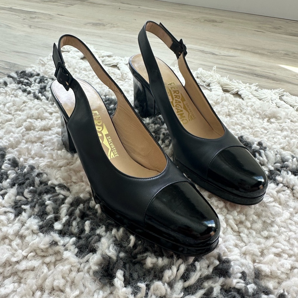 Vintage Ferragamo Nero Patent Calf Slingback Heels
- Size (6.5) - Picture 3 of 10